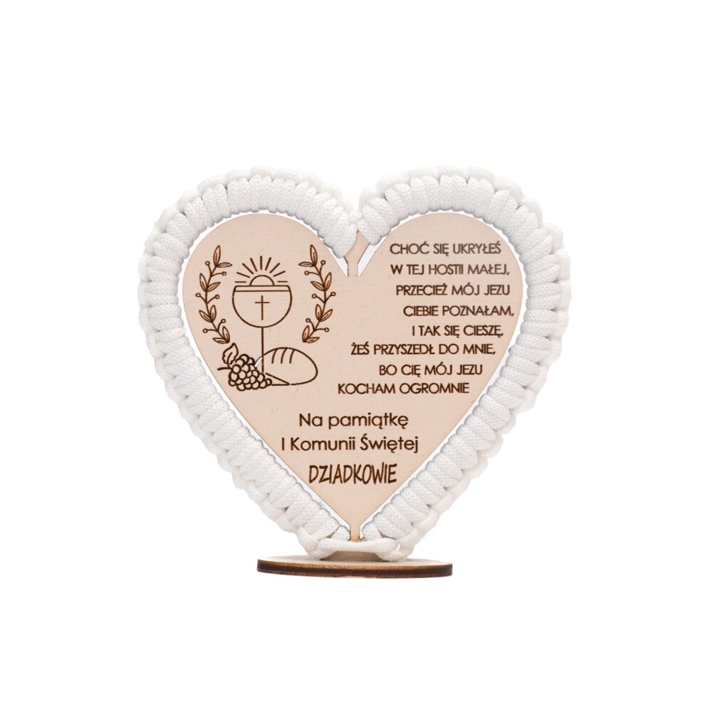 Serduszko do postawienia, pamiątka I Komunii Świętej z personalizacją