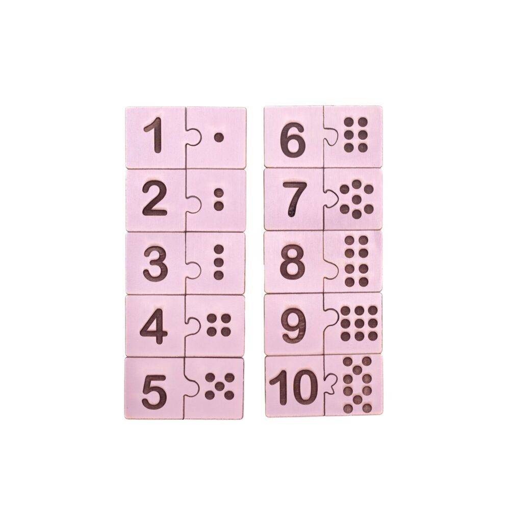 Puzzle matematyczne 1-10, układanka drewniana