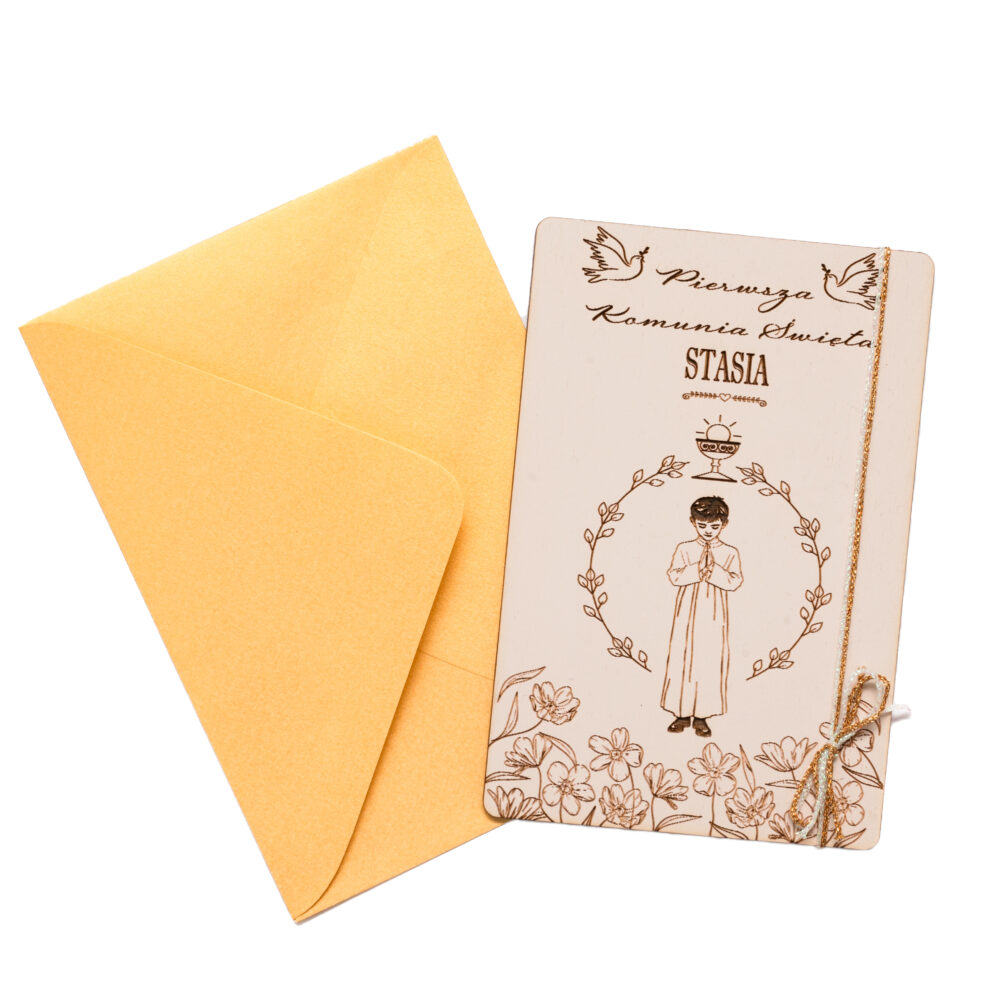 zaproszenie na Pierwszą Komunię Świętą dla chłopca