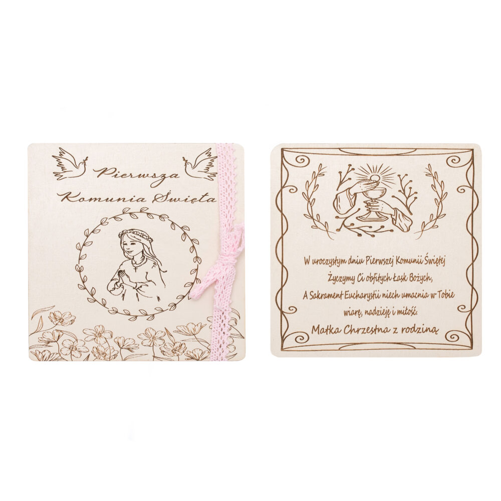 Kartka z życzeniami "Pierwsza Komunia Święta" dla dziewczynki, wzór 2