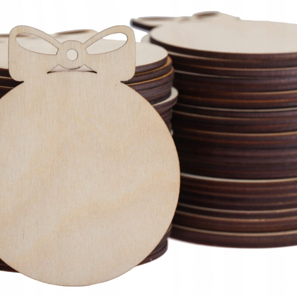 Drewniana bombka do decopuage 10 cm/10szt z kokardką