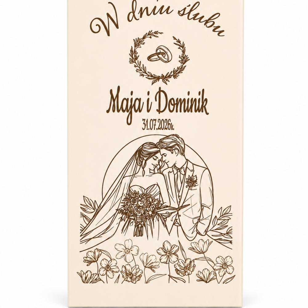 Drewniana szkatułka, pudełko na pieniądze, prezent dla nowożeńców, wzór 1