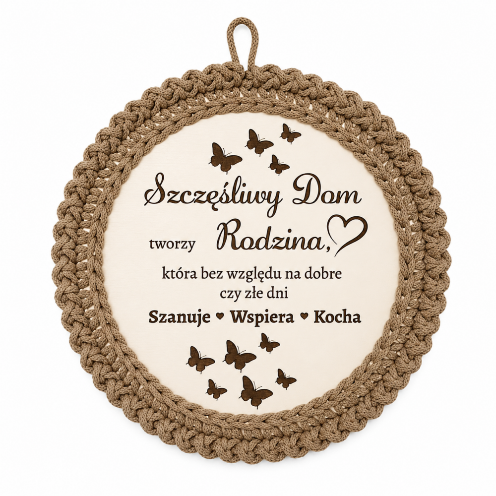 Koło "SZCZĘŚLIWY DOM"-kolor cappuccino, HANDMADE