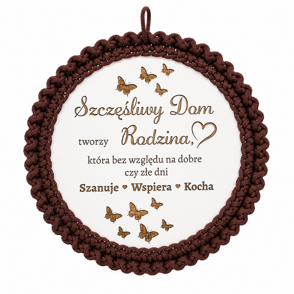 Koło "SZCZĘŚLIWY DOM"-kolor czekoladowy, HANDMADE