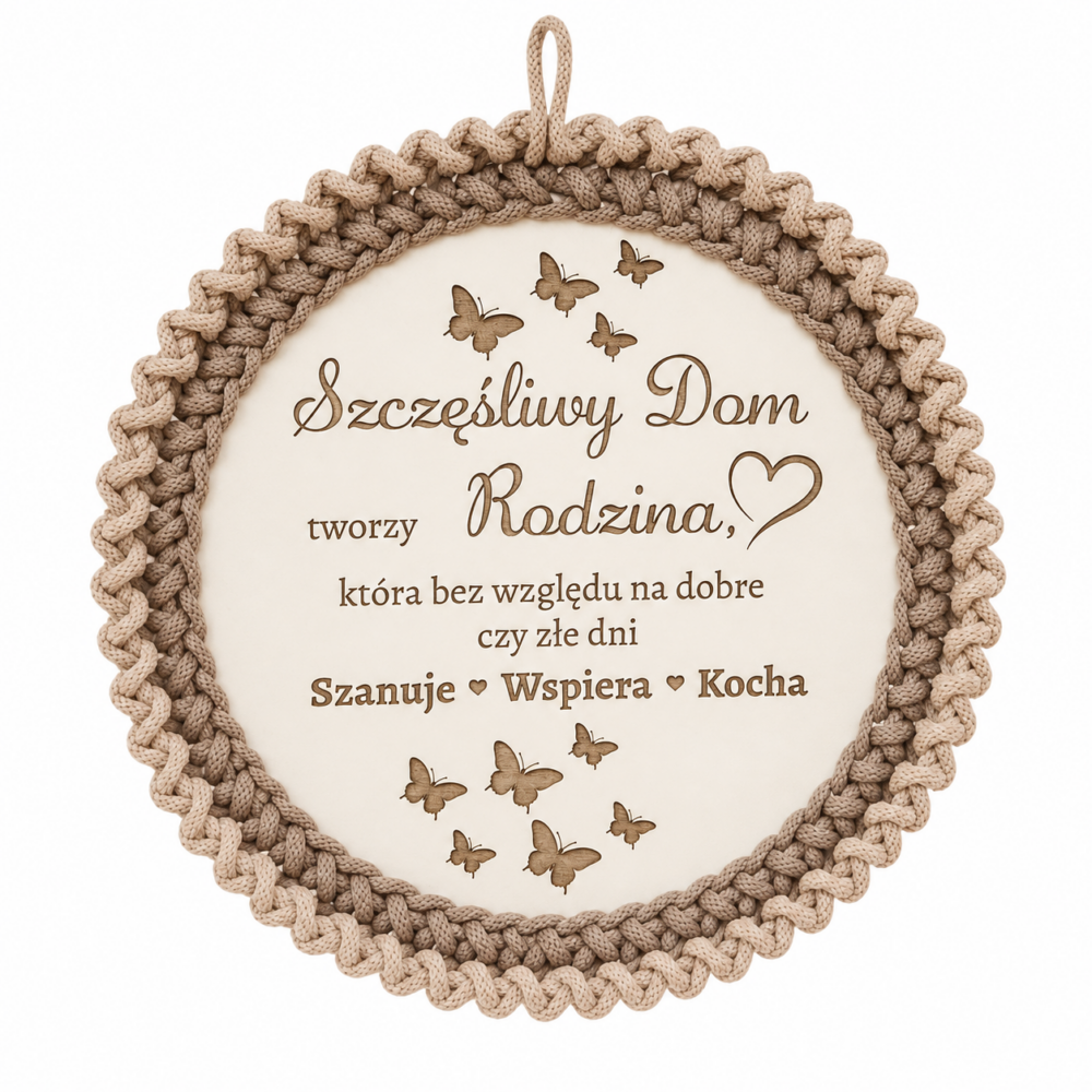 Koło "SZCZĘŚLIWY DOM"-beż-cappucino, HANDMADE